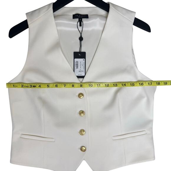 RAG & BONE Priya Ponte Tailored Vest Sleeveless V-Neck Ivory - Picture 6 of 7